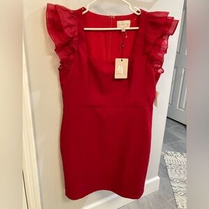 NWT Adelyn Rae red ruffle sleeve mini dress size XL